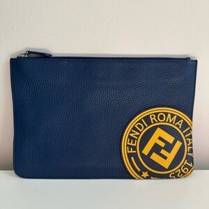 Fendi Blue Leather Clutch